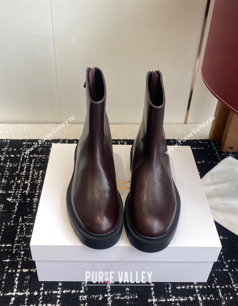The Row Nobilis Fast Platform Ankle Boots 5cm in Leather Dark Brown 2025 (KL-251028065)