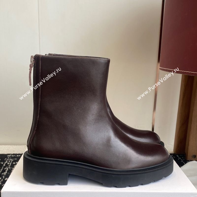 The Row Nobilis Fast Platform Ankle Boots 5cm in Leather Dark Brown 2025 (KL-251028065)