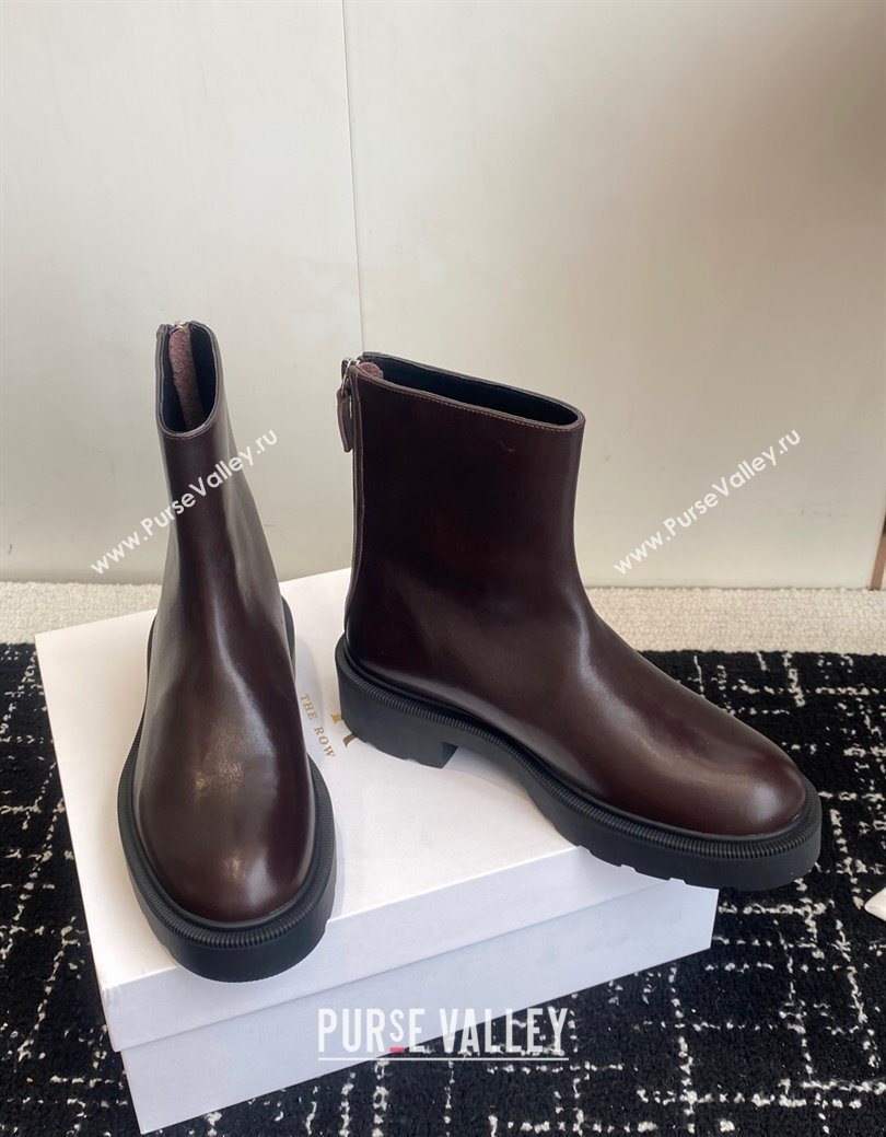 The Row Nobilis Fast Platform Ankle Boots 5cm in Leather Dark Brown 2025 (KL-251028065)