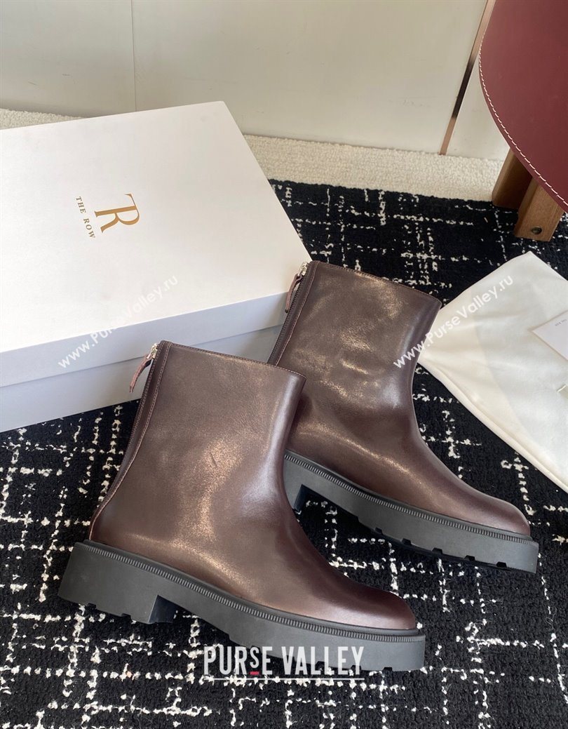 The Row Nobilis Fast Platform Ankle Boots 5cm in Leather Dark Brown 2025 (KL-251028065)
