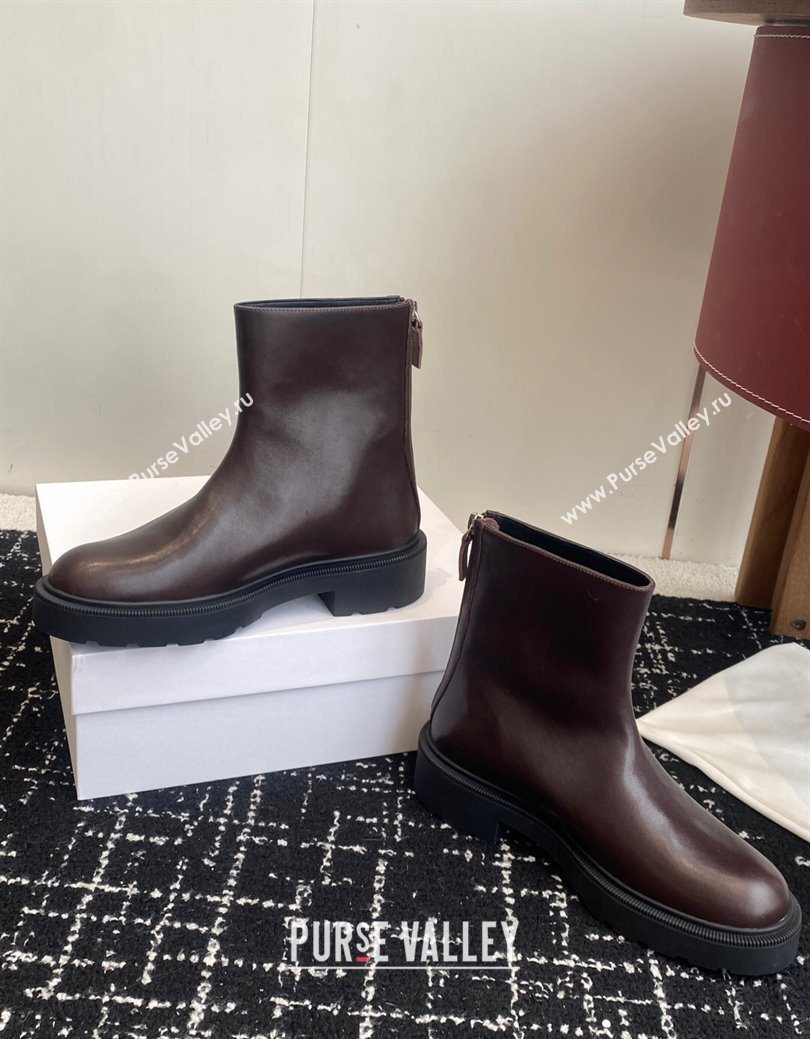 The Row Nobilis Fast Platform Ankle Boots 5cm in Leather Dark Brown 2025 (KL-251028065)