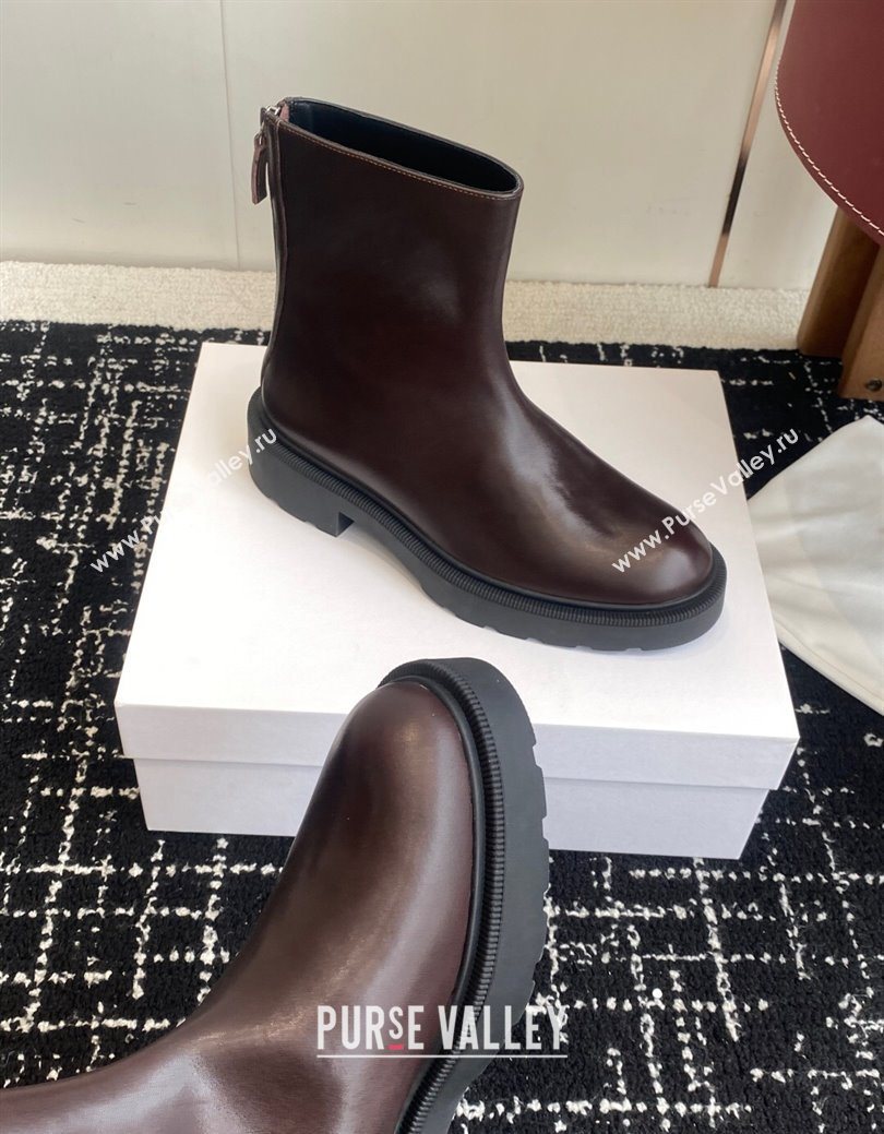 The Row Nobilis Fast Platform Ankle Boots 5cm in Leather Dark Brown 2025 (KL-251028065)