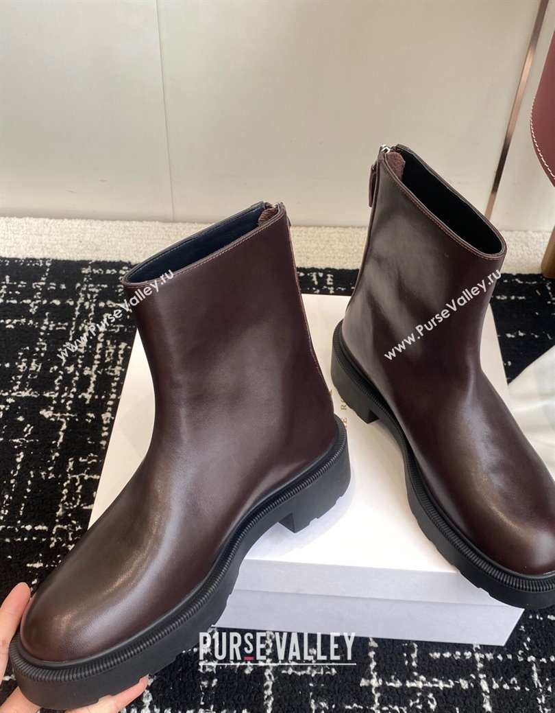 The Row Nobilis Fast Platform Ankle Boots 5cm in Leather Dark Brown 2025 (KL-251028065)