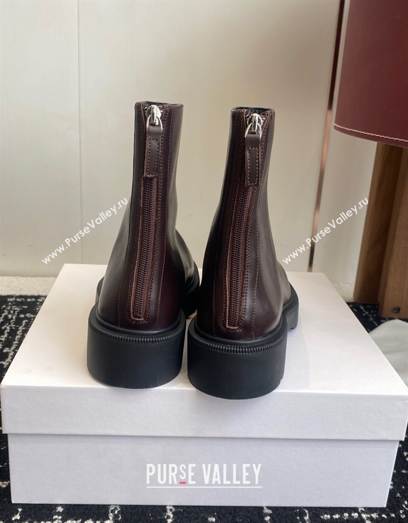 The Row Nobilis Fast Platform Ankle Boots 5cm in Leather Dark Brown 2025 (KL-251028065)
