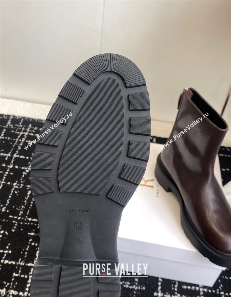 The Row Nobilis Fast Platform Ankle Boots 5cm in Leather Dark Brown 2025 (KL-251028065)