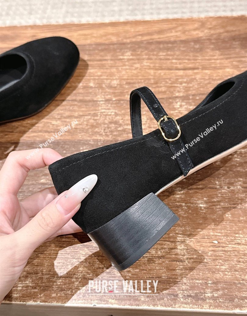 The Row Suede Mary Janes Pumps 3.5cm Black 2025 TR102804 (HQG-251028081)