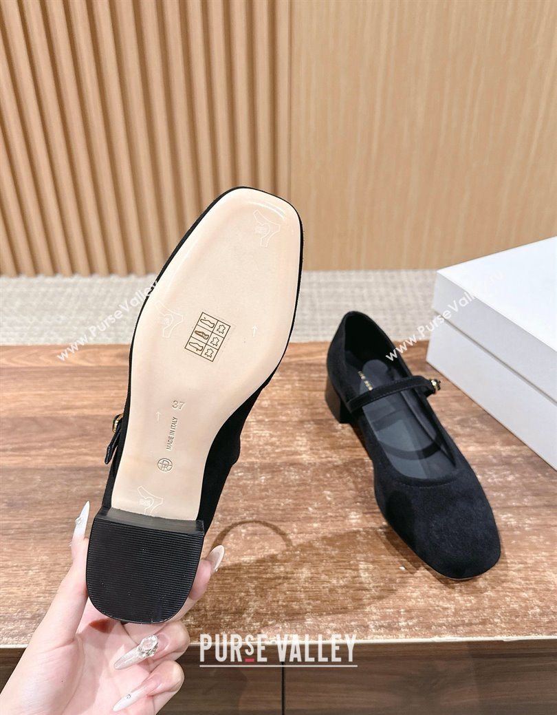 The Row Suede Mary Janes Pumps 3.5cm Black 2025 TR102804 (HQG-251028081)