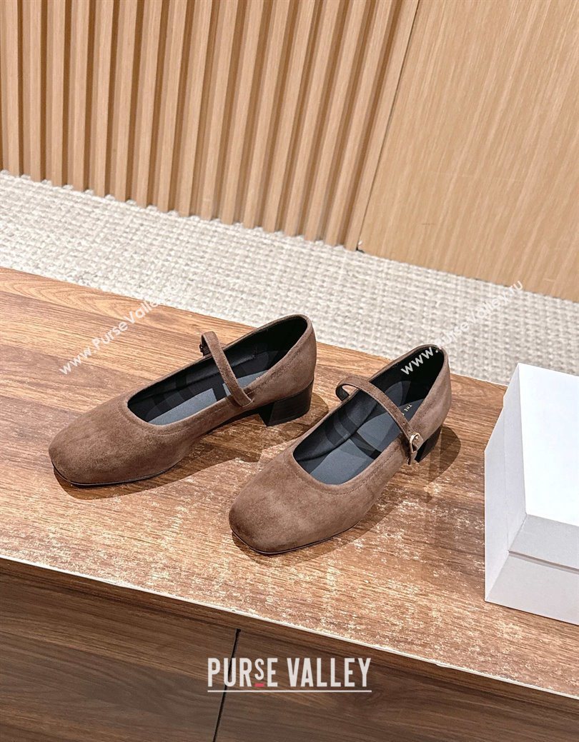 The Row Suede Mary Janes Pumps 3.5cm Brown 2025 TR102804 (HQG-251028082)