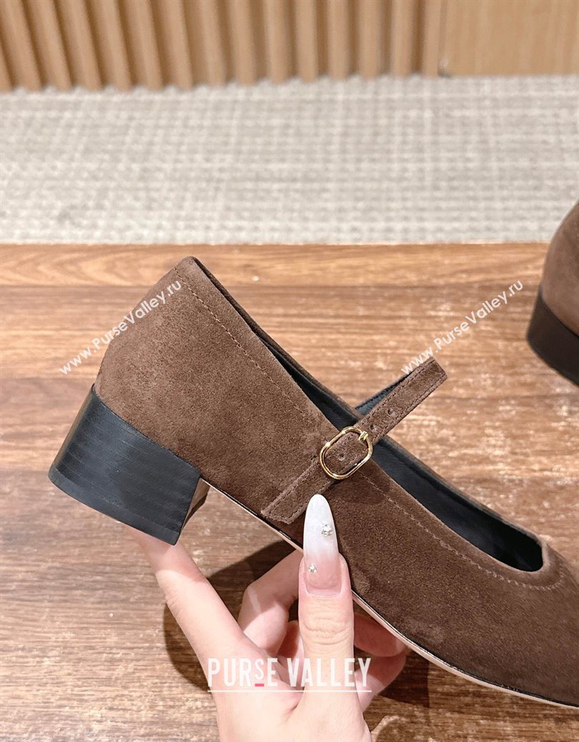 The Row Suede Mary Janes Pumps 3.5cm Brown 2025 TR102804 (HQG-251028082)