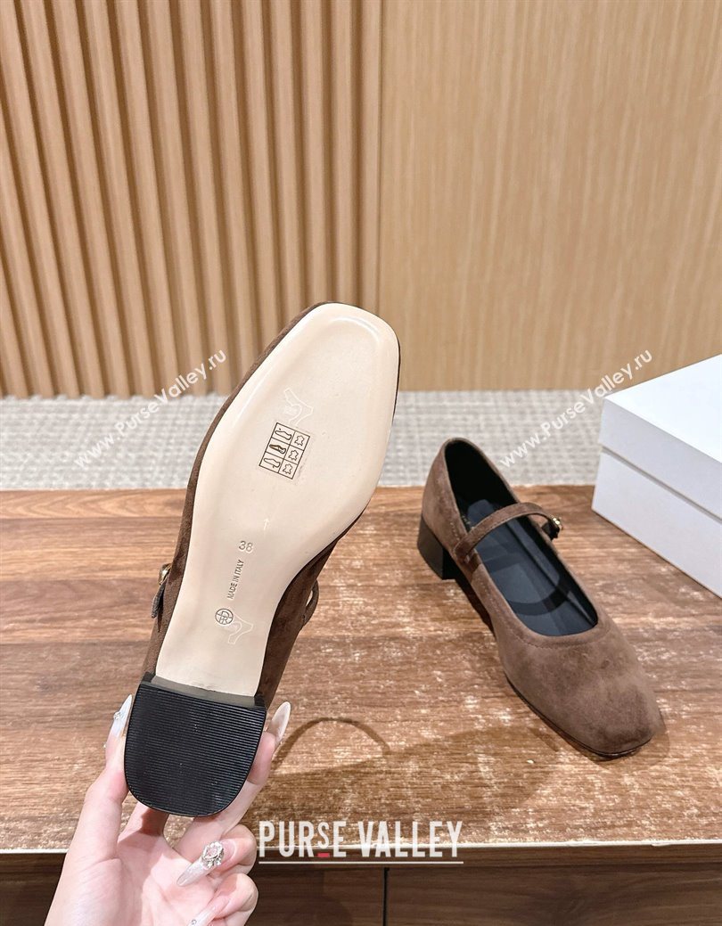 The Row Suede Mary Janes Pumps 3.5cm Brown 2025 TR102804 (HQG-251028082)