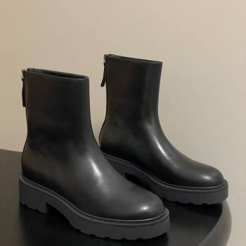 The Row Nobilis Fast Platform Ankle Boots 4cm in Leather Black 2025 (MD-251028061)