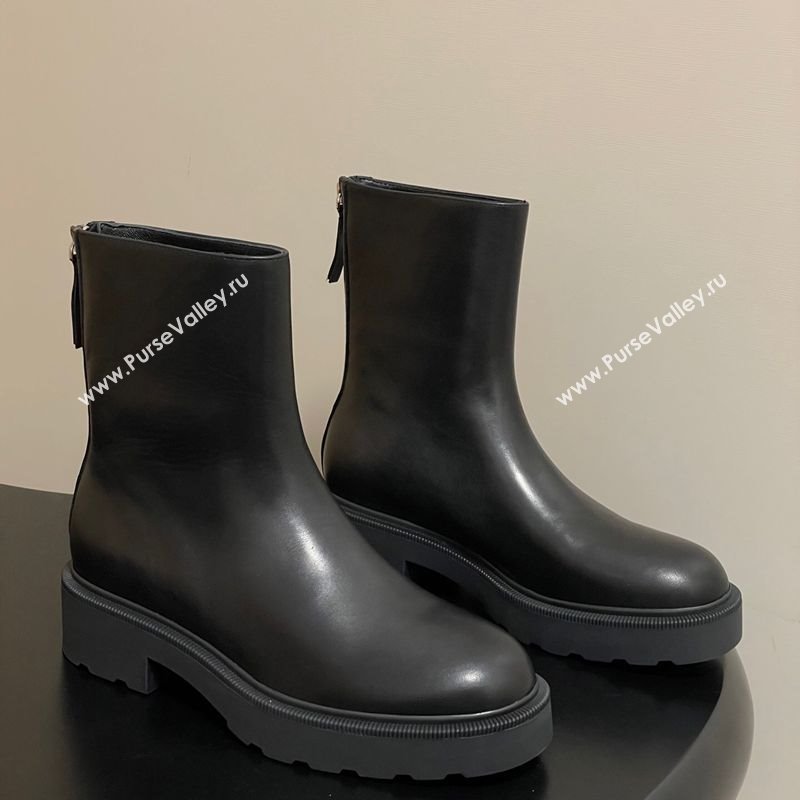 The Row Nobilis Fast Platform Ankle Boots 4cm in Leather Black 2025 (MD-251028061)