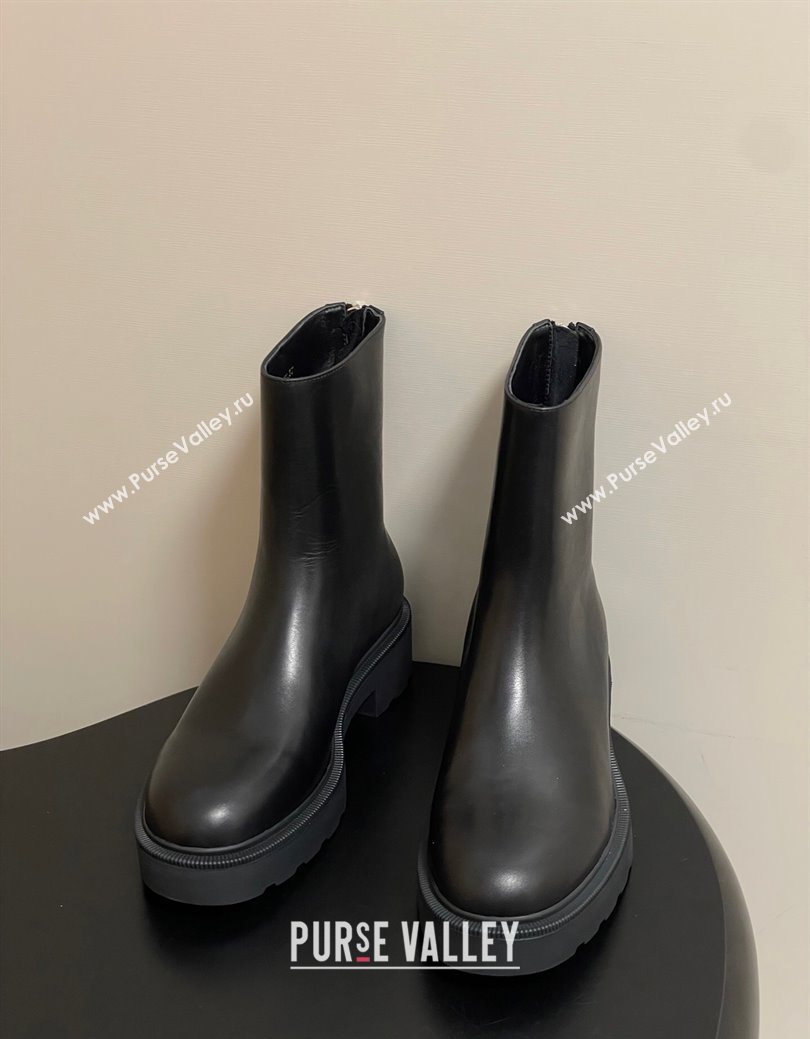 The Row Nobilis Fast Platform Ankle Boots 4cm in Leather Black 2025 (MD-251028061)