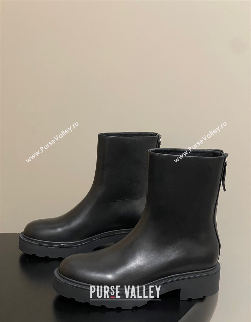 The Row Nobilis Fast Platform Ankle Boots 4cm in Leather Black 2025 (MD-251028061)