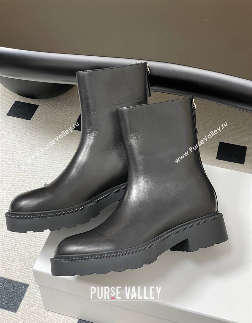 The Row Nobilis Fast Platform Ankle Boots 4cm in Leather Black 2025 (MD-251028061)
