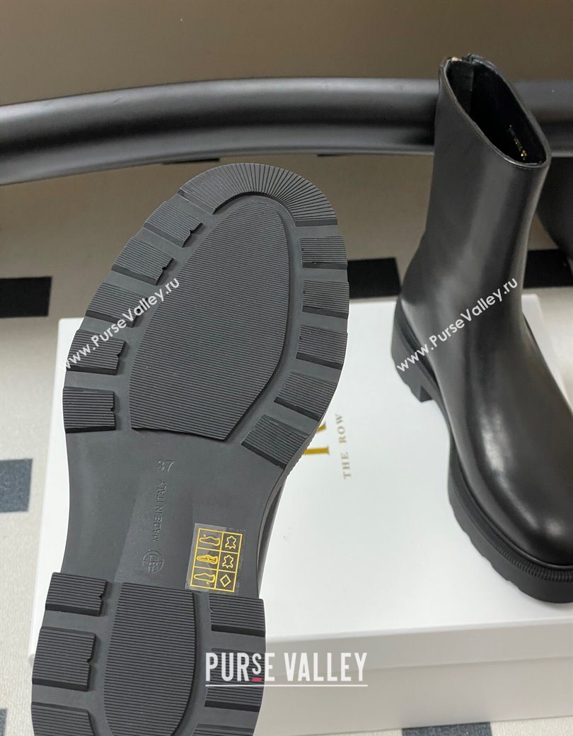 The Row Nobilis Fast Platform Ankle Boots 4cm in Leather Black 2025 (MD-251028061)