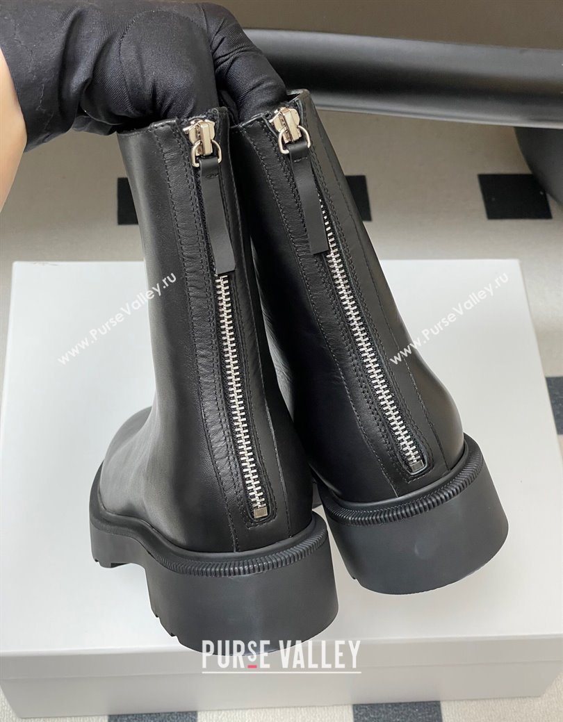 The Row Nobilis Fast Platform Ankle Boots 4cm in Leather Black 2025 (MD-251028061)