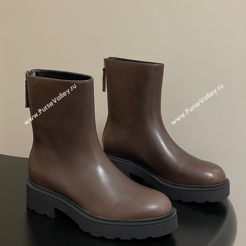 The Row Nobilis Fast Platform Ankle Boots 4cm in Leather Brown 2025 (MD-251028062)