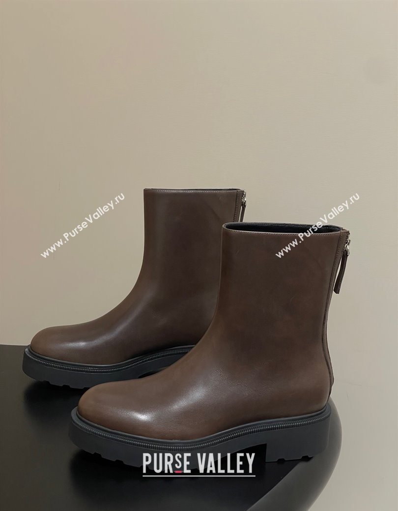 The Row Nobilis Fast Platform Ankle Boots 4cm in Leather Brown 2025 (MD-251028062)