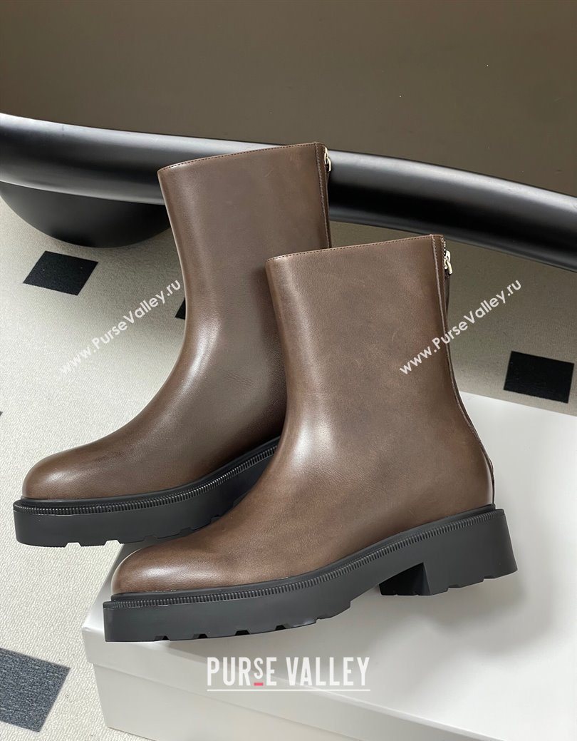 The Row Nobilis Fast Platform Ankle Boots 4cm in Leather Brown 2025 (MD-251028062)
