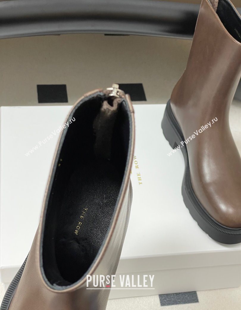 The Row Nobilis Fast Platform Ankle Boots 4cm in Leather Brown 2025 (MD-251028062)