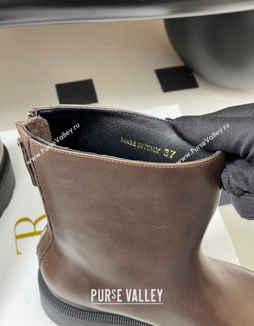 The Row Nobilis Fast Platform Ankle Boots 4cm in Leather Brown 2025 (MD-251028062)