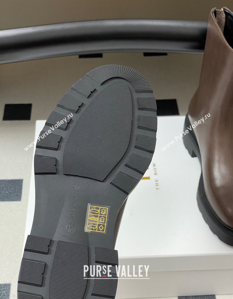 The Row Nobilis Fast Platform Ankle Boots 4cm in Leather Brown 2025 (MD-251028062)