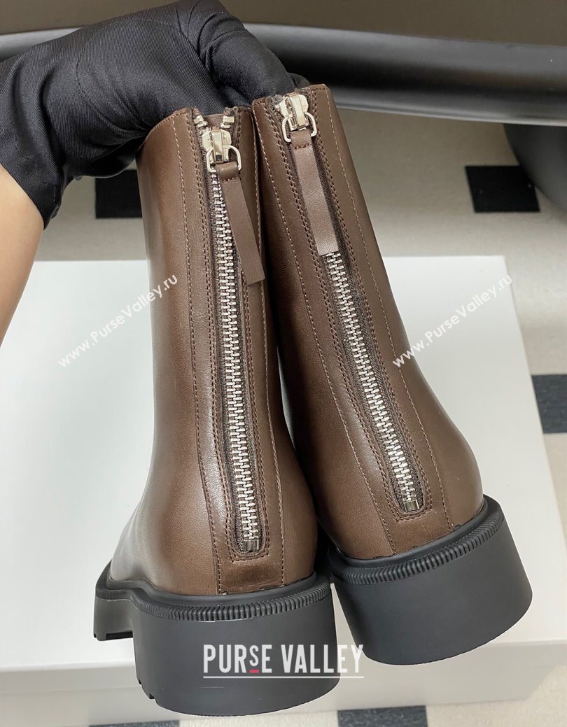 The Row Nobilis Fast Platform Ankle Boots 4cm in Leather Brown 2025 (MD-251028062)