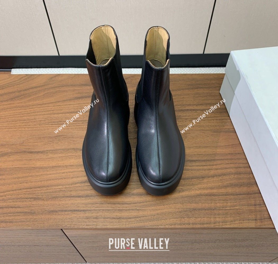 The Row Leather Platform Ankle Boots 5cm Black 2025 TR102802 (KL-251028070)