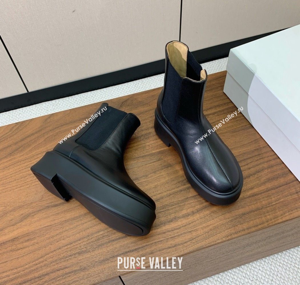 The Row Leather Platform Ankle Boots 5cm Black 2025 TR102802 (KL-251028070)