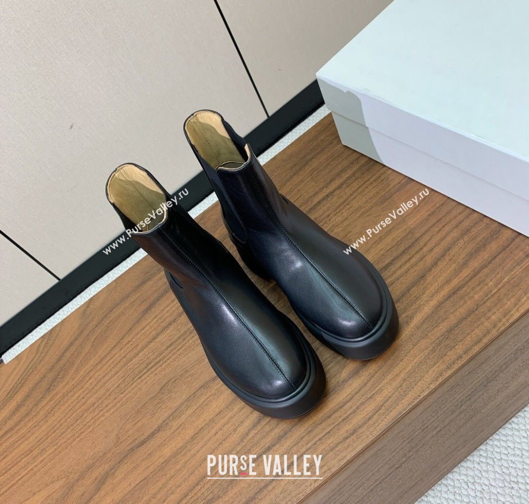 The Row Leather Platform Ankle Boots 5cm Black 2025 TR102802 (KL-251028070)
