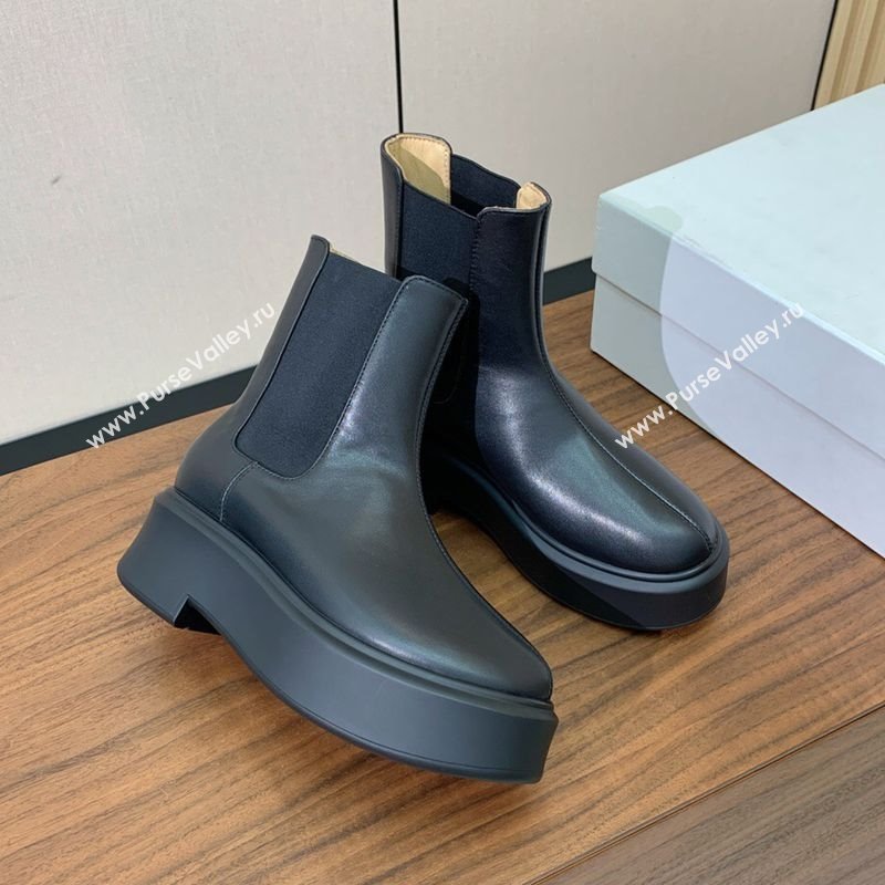 The Row Leather Platform Ankle Boots 5cm Black 2025 TR102802 (KL-251028070)