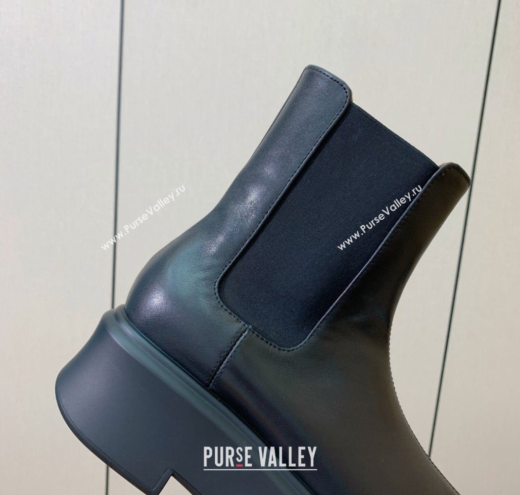 The Row Leather Platform Ankle Boots 5cm Black 2025 TR102802 (KL-251028070)