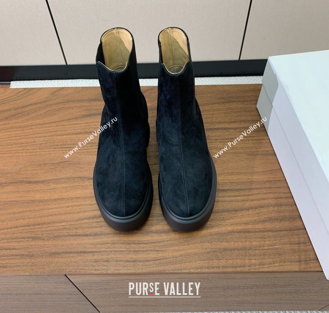 The Row Suede Platform Ankle Boots 5cm Black 2025 TR102802 (KL-251028071)