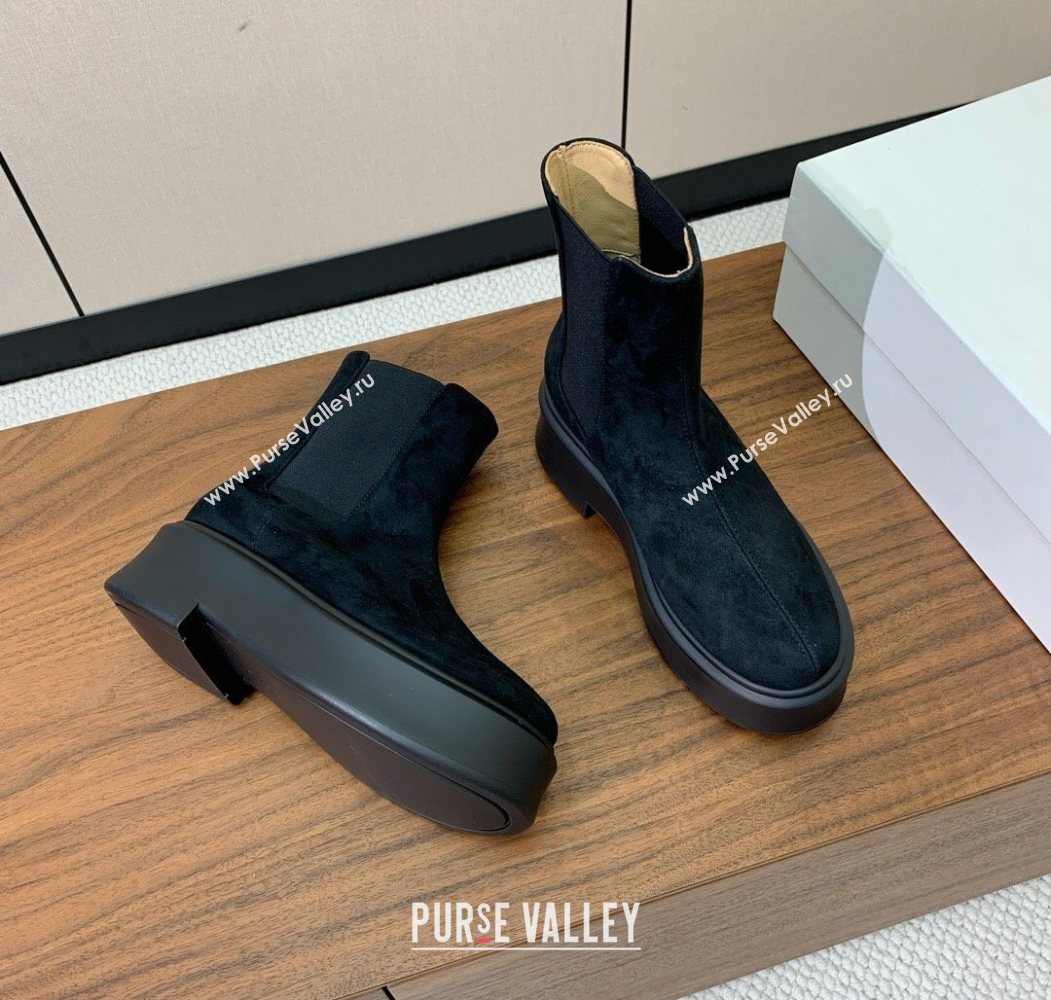The Row Suede Platform Ankle Boots 5cm Black 2025 TR102802 (KL-251028071)