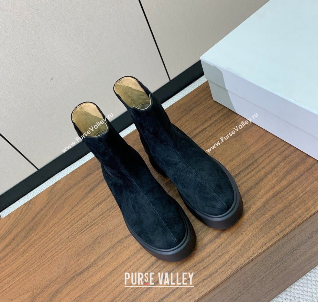 The Row Suede Platform Ankle Boots 5cm Black 2025 TR102802 (KL-251028071)