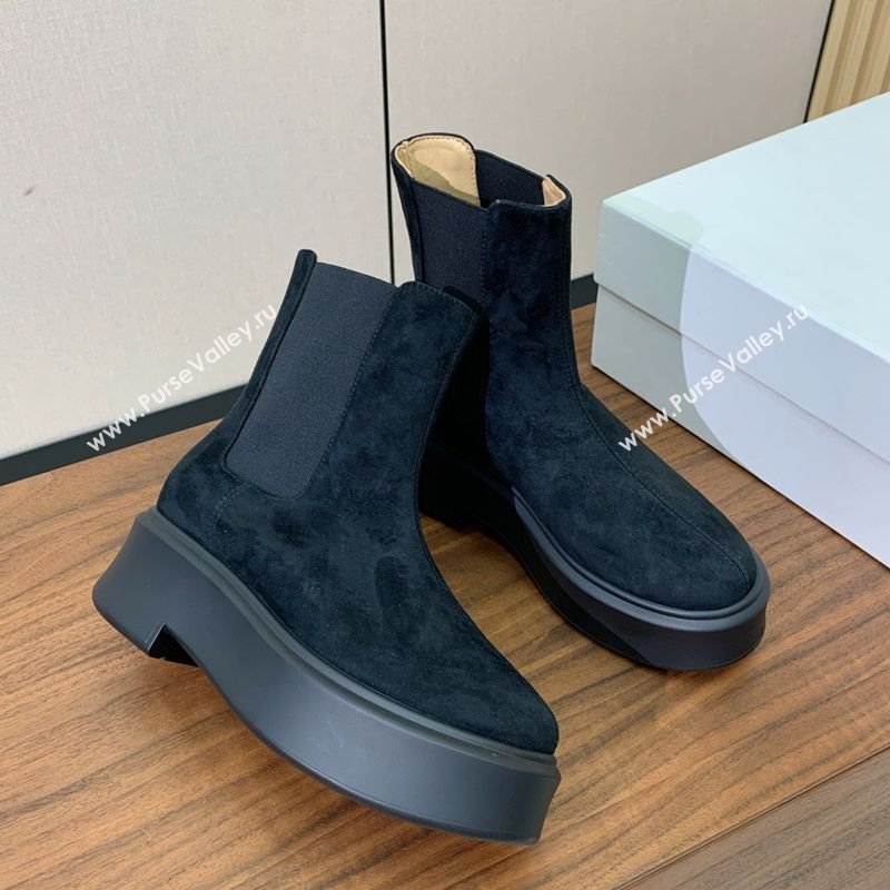 The Row Suede Platform Ankle Boots 5cm Black 2025 TR102802 (KL-251028071)