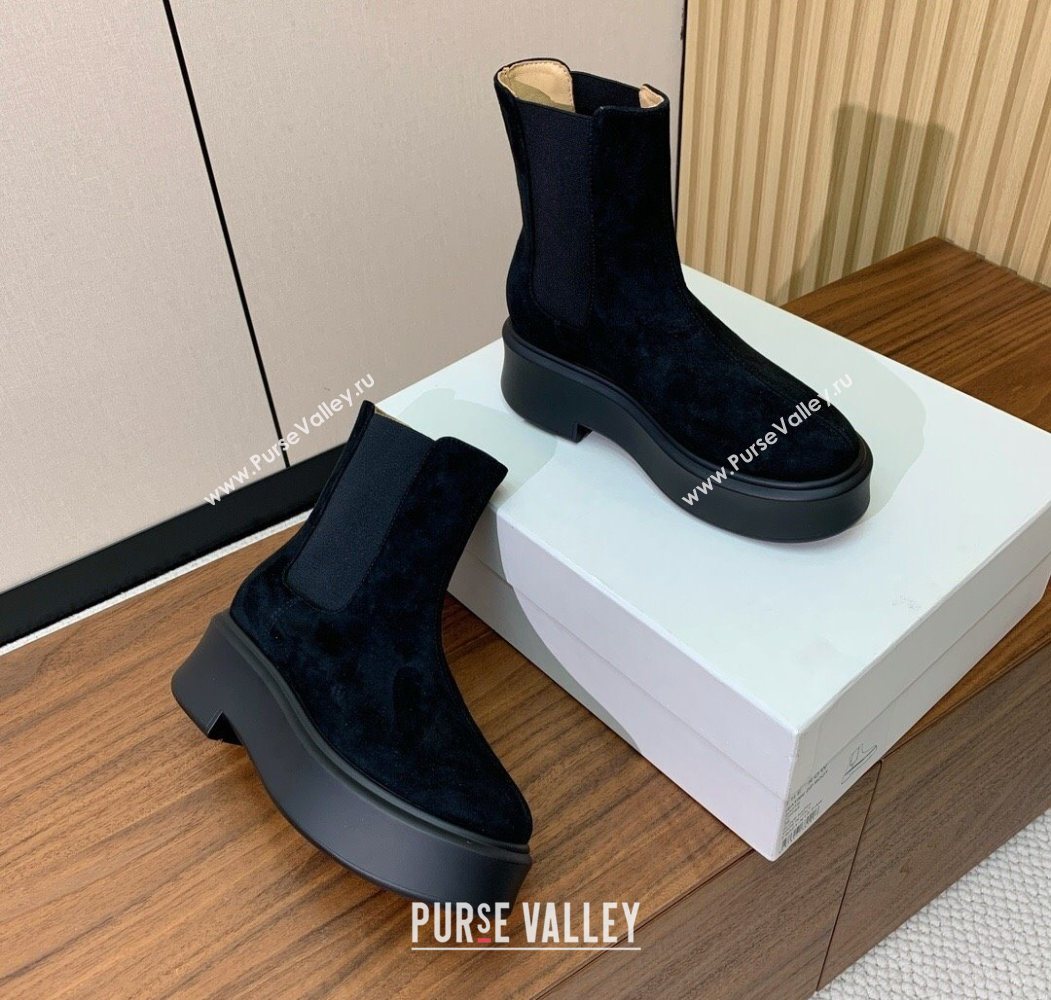 The Row Suede Platform Ankle Boots 5cm Black 2025 TR102802 (KL-251028071)