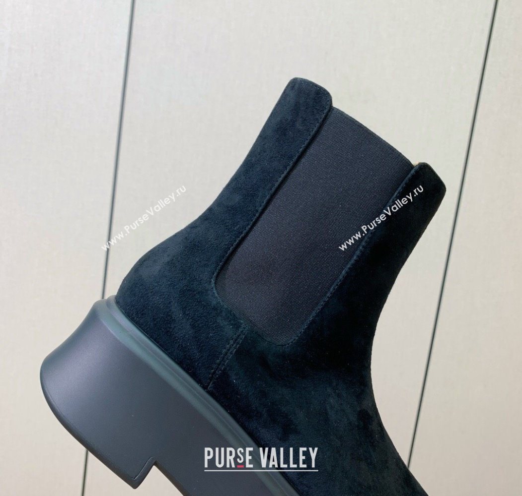 The Row Suede Platform Ankle Boots 5cm Black 2025 TR102802 (KL-251028071)