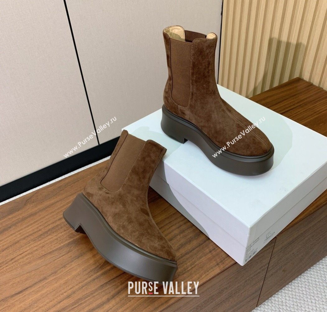 The Row Suede Platform Ankle Boots 5cm Brown2 2025 TR102802 (KL-251028072)