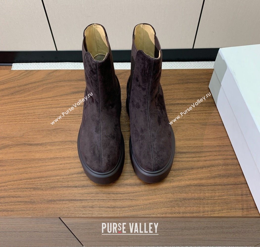 The Row Suede Platform Ankle Boots 5cm Dark Brown 2025 TR102802 (KL-251028073)