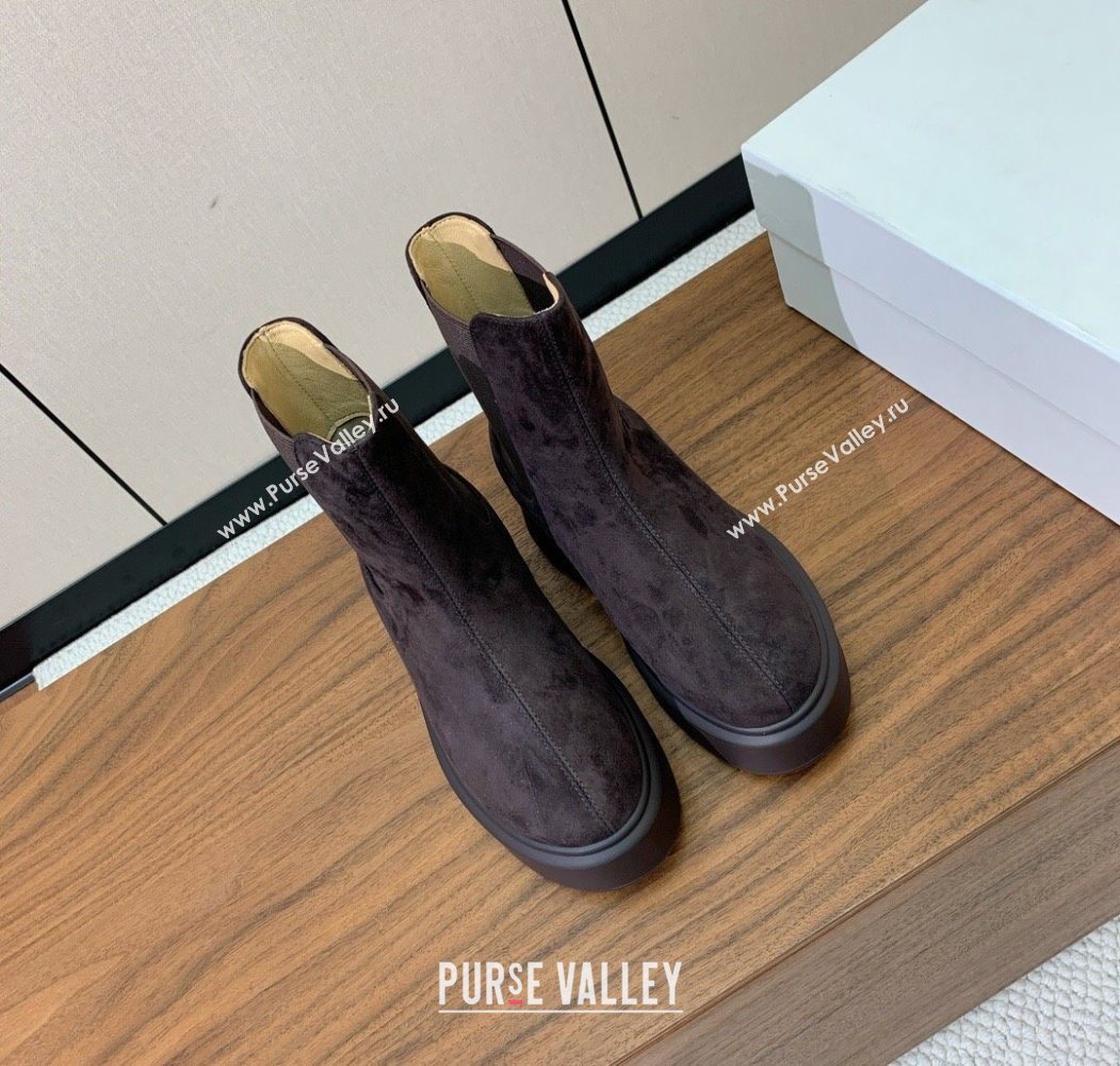 The Row Suede Platform Ankle Boots 5cm Dark Brown 2025 TR102802 (KL-251028073)