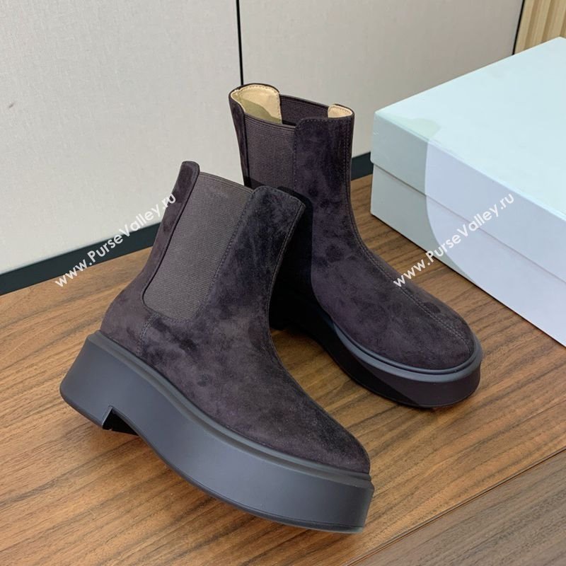 The Row Suede Platform Ankle Boots 5cm Dark Brown 2025 TR102802 (KL-251028073)