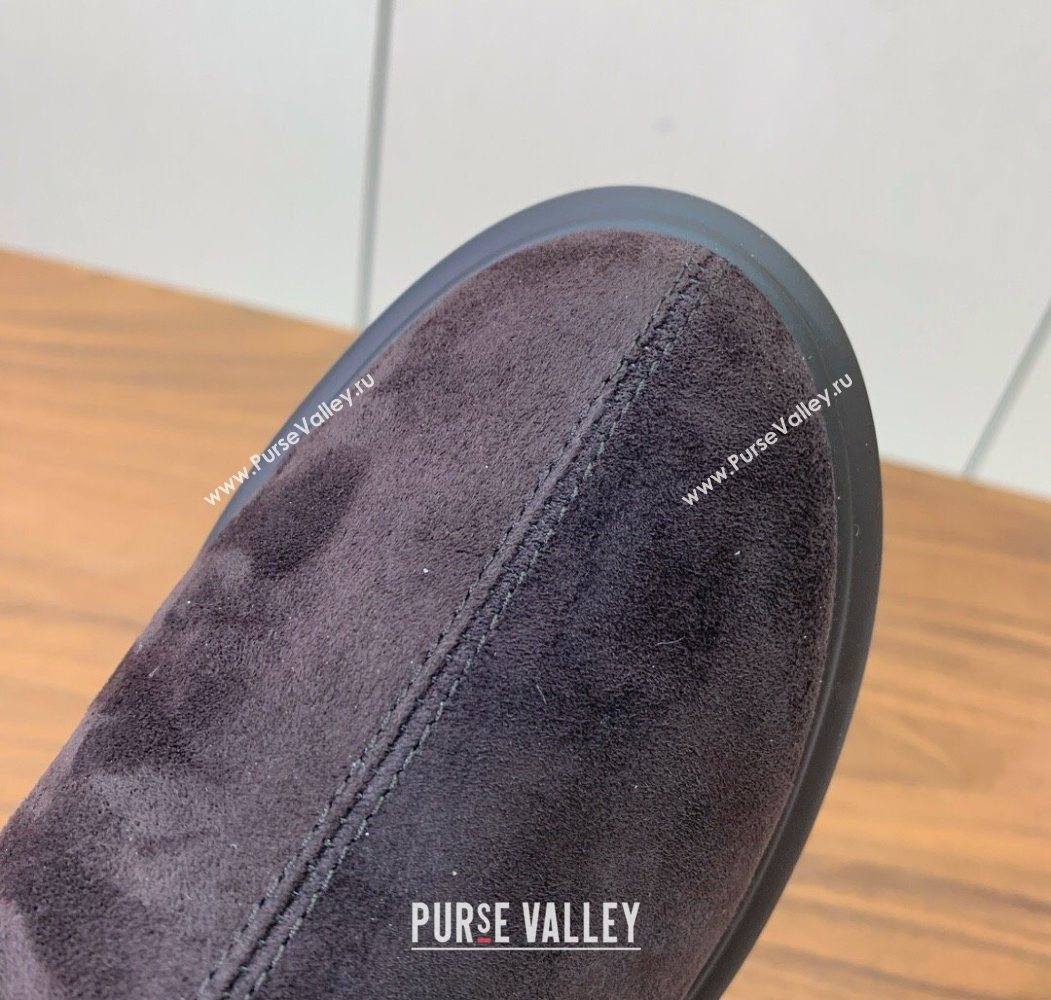 The Row Suede Platform Ankle Boots 5cm Dark Brown 2025 TR102802 (KL-251028073)