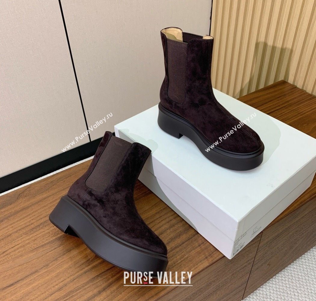 The Row Suede Platform Ankle Boots 5cm Dark Brown 2025 TR102802 (KL-251028073)