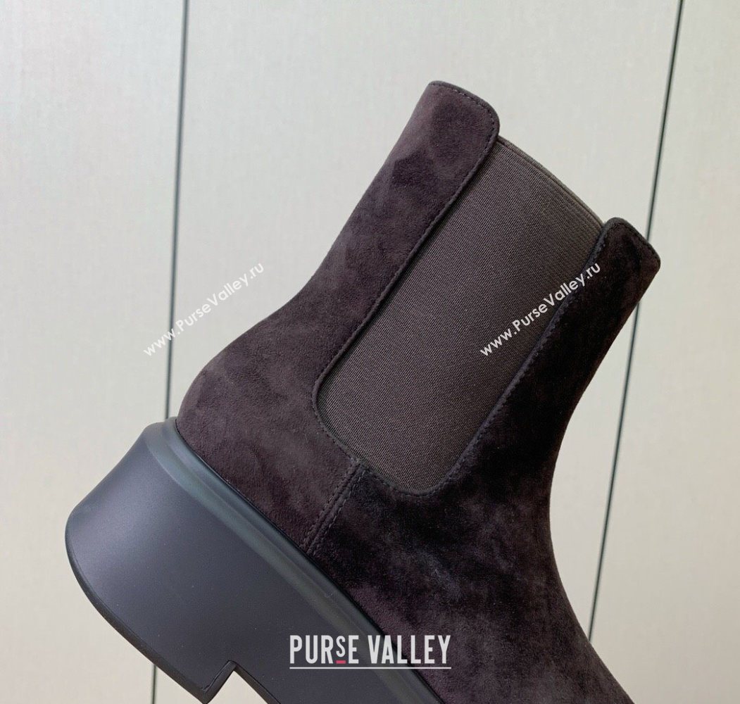 The Row Suede Platform Ankle Boots 5cm Dark Brown 2025 TR102802 (KL-251028073)