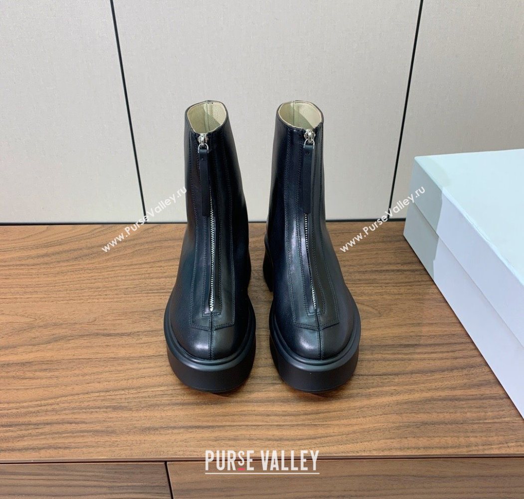 The Row Leather Zipped Platform Ankle Boots 5cm Black 2025 1028 (KL-251028074)