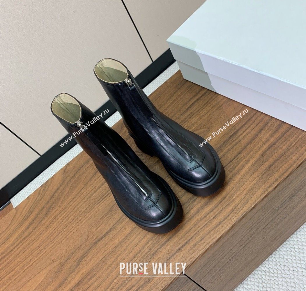 The Row Leather Zipped Platform Ankle Boots 5cm Black 2025 1028 (KL-251028074)