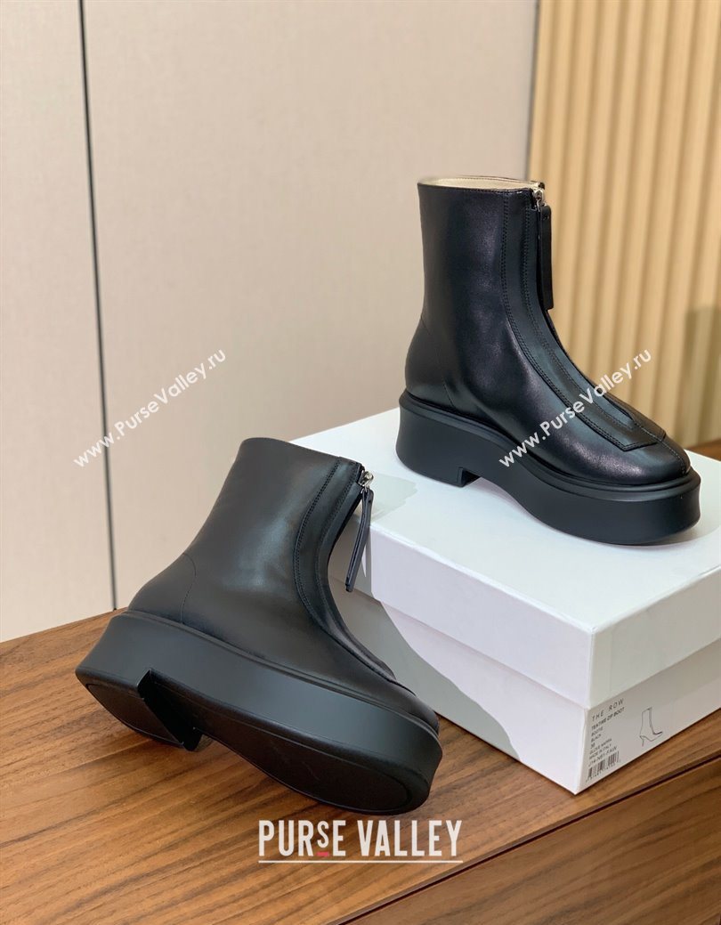 The Row Leather Zipped Platform Ankle Boots 5cm Black 2025 1028 (KL-251028074)