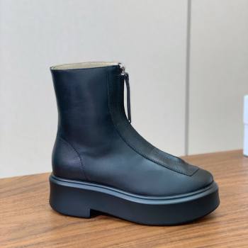 The Row Leather Zipped Platform Ankle Boots 5cm Black 2025 1028 (KL-251028074)